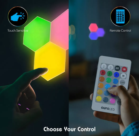 LUZ LED HEXAGONAL X 3 CON CONTROL 958-1